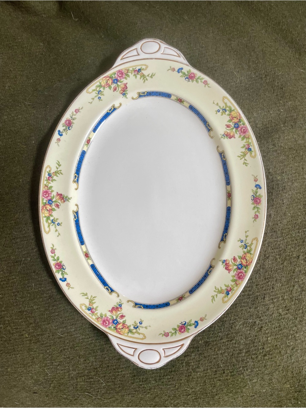 Pareek Johnson Bros Vintage Floral Ivory Serving Platter with Blue Accents - Picture 3 of 8